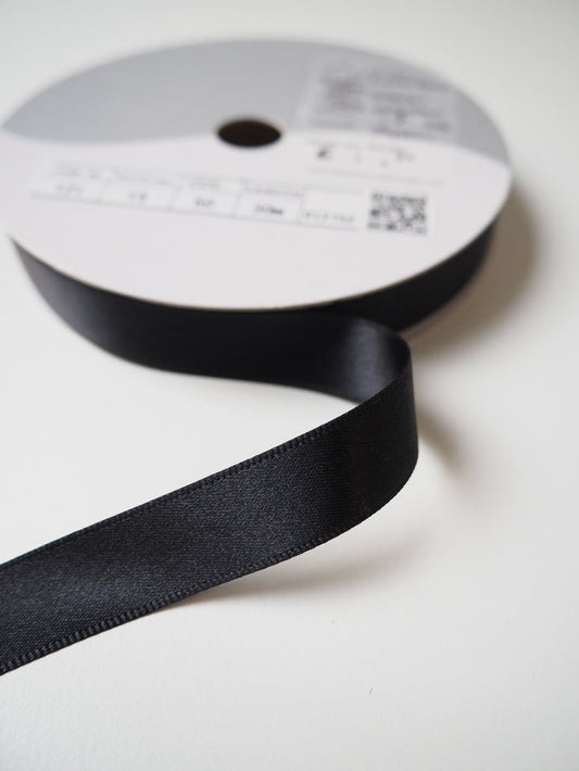 Shindo Black Double-Faced Satin Ribbon 15mm