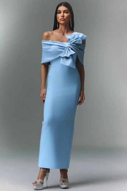 Skyla Azure Charm Ruffle Midi Dress