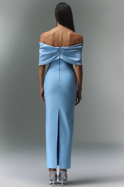 Skyla Azure Charm Ruffle Midi Dress