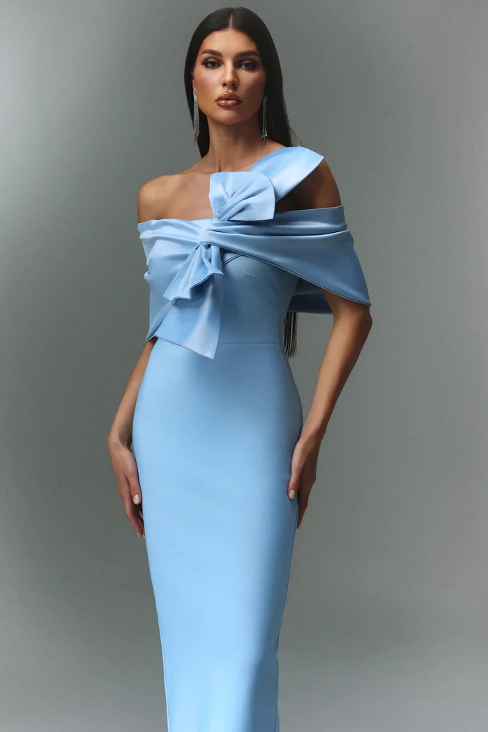 Skyla Azure Charm Ruffle Midi Dress