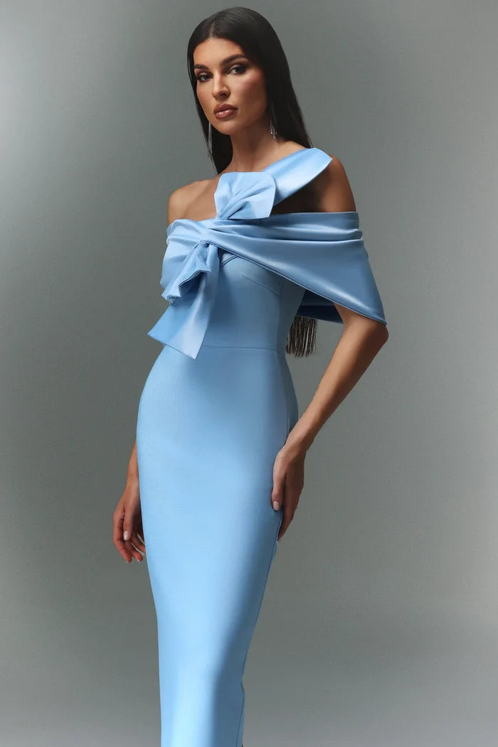 Skyla Azure Charm Ruffle Midi Dress