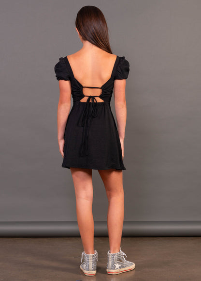 SKYLAR Puff Sleeves Open Back  Dress