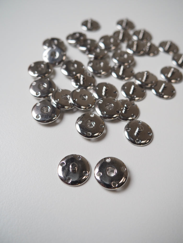 Sleek Silver Sew-On Press Studs 14mm - 10 pairs