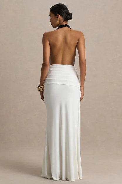 Solara Two-Tone Halter Maxi Dress