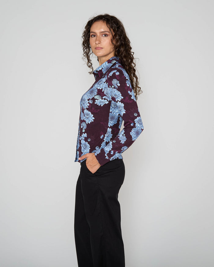 STEPHANIE SERIOUS FLORAL SHIRT - PLUM
