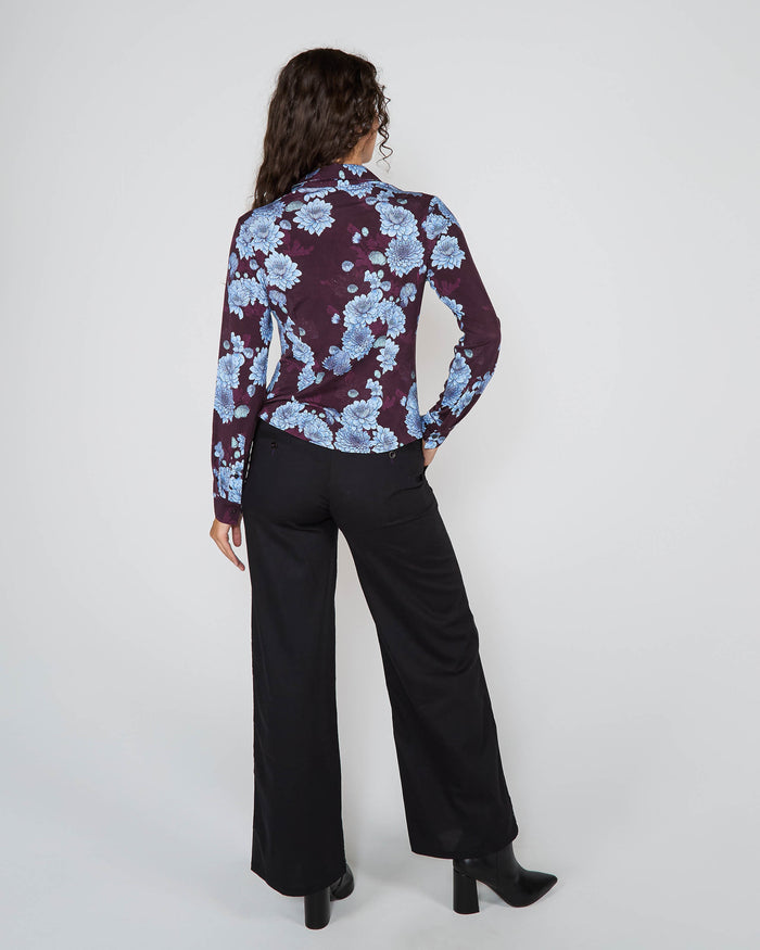 STEPHANIE SERIOUS FLORAL SHIRT - PLUM