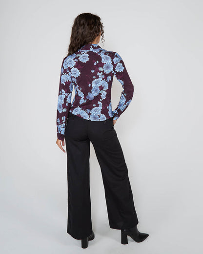 STEPHANIE SERIOUS FLORAL SHIRT - PLUM