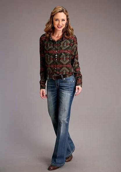 Stetson 00873 Blanket Print (Brown) - Women's Blouse