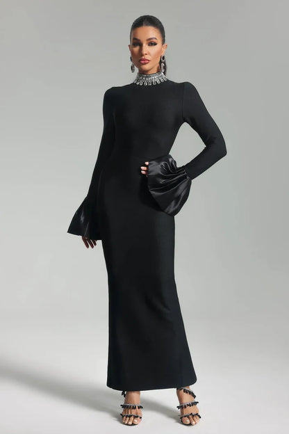 Stevie Diamonds Neck Long Sleeve Dress