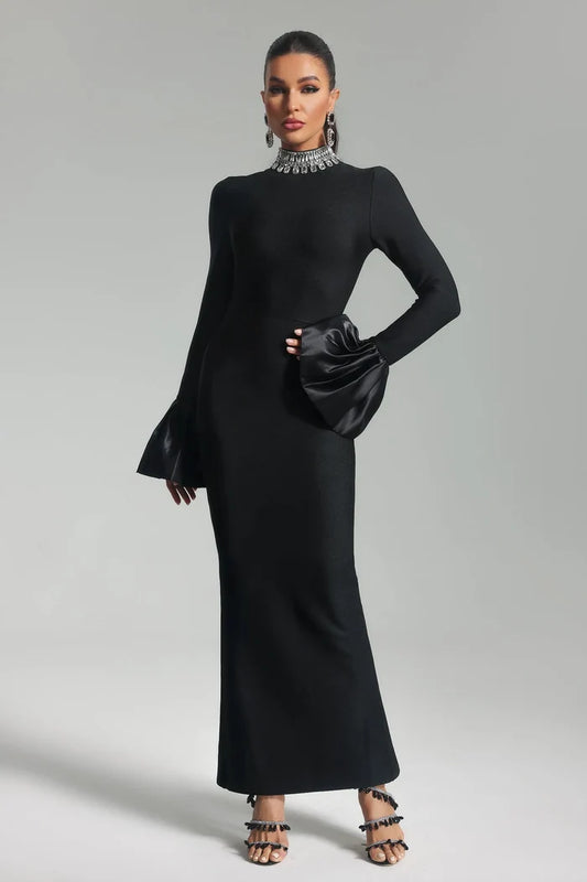 Stevie Diamonds Neck Long Sleeve Dress