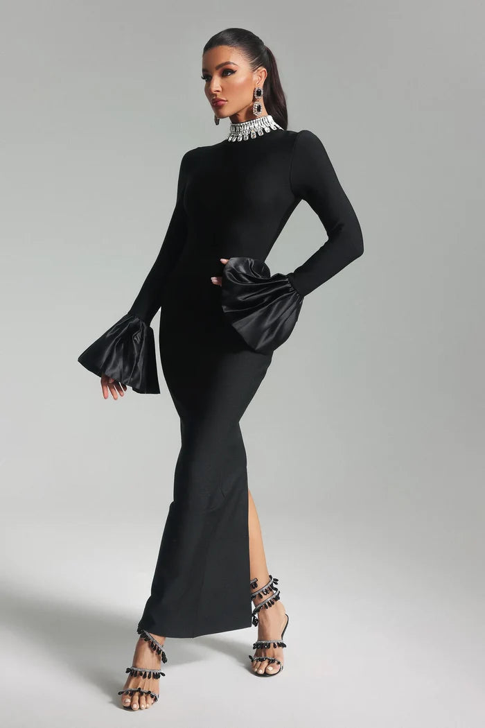 Stevie Diamonds Neck Long Sleeve Dress