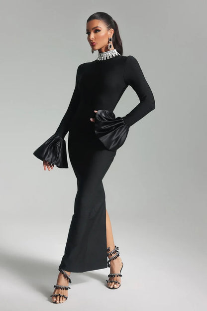 Stevie Diamonds Neck Long Sleeve Dress