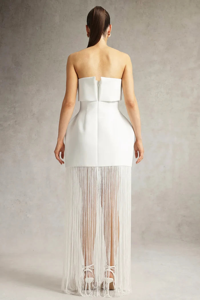 Stormi Fringe Elegance Strapless Gown