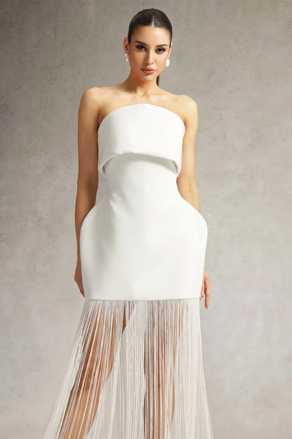 Stormi Fringe Elegance Strapless Gown