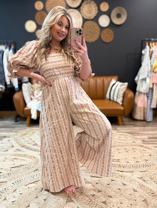 Stripe Flower Jumpsuit