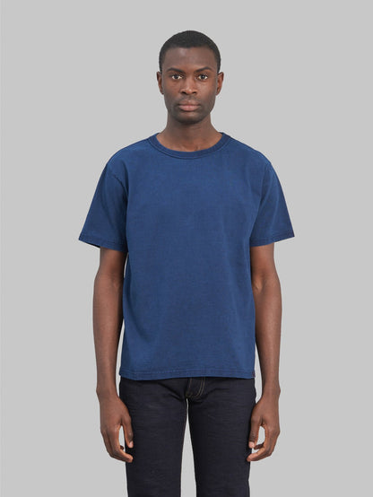 studio dartisan 8136b usa cotton tshirt light indigo model front fit