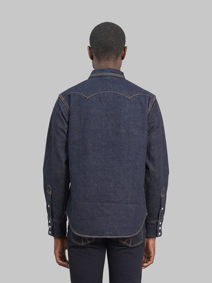 studio dartisan 14oz denim western snap shirt back