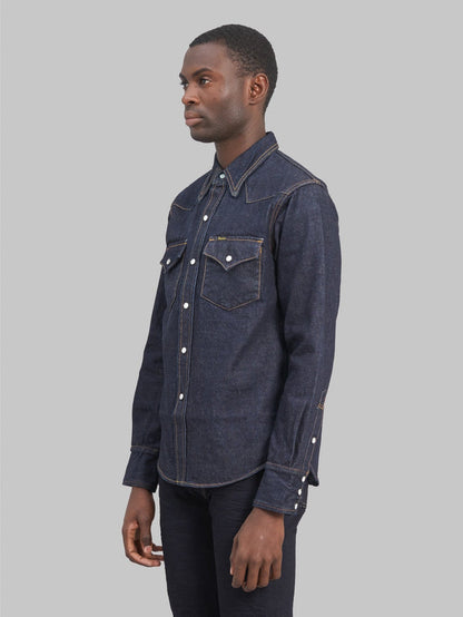 studio dartisan 14oz denim western snap shirt side
