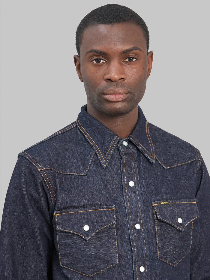 studio dartisan 14oz denim western snap shirt chest pockets