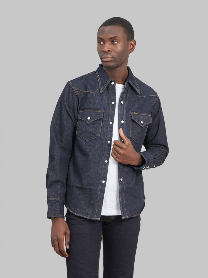 studio dartisan 14oz denim western snap shirt style