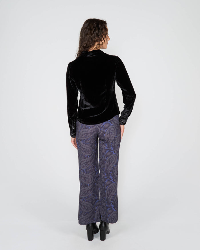 SYLVIA VELVET SHIRT - BLACK