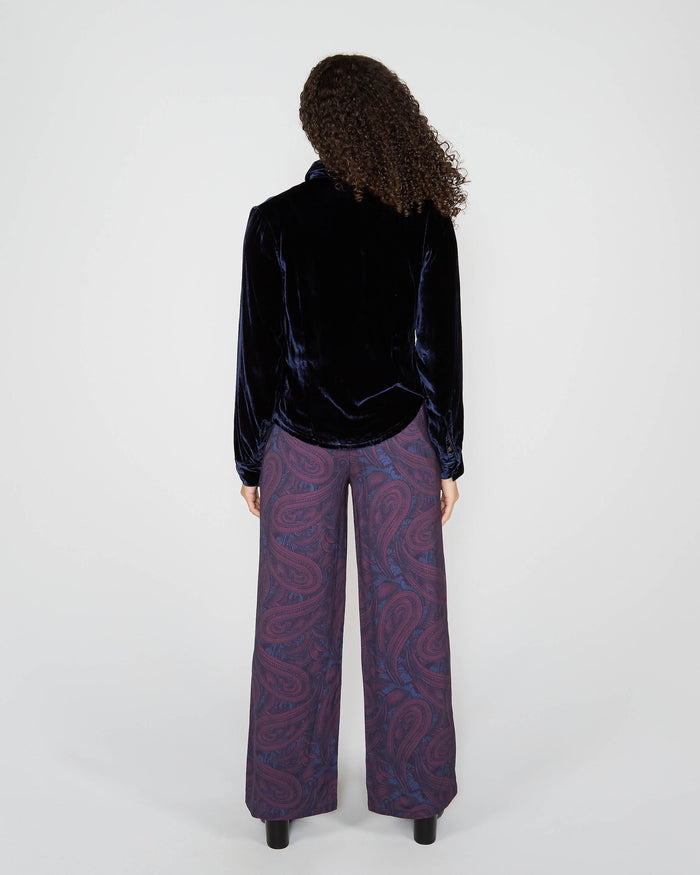 SYLVIA VELVET SHIRT - NAVY