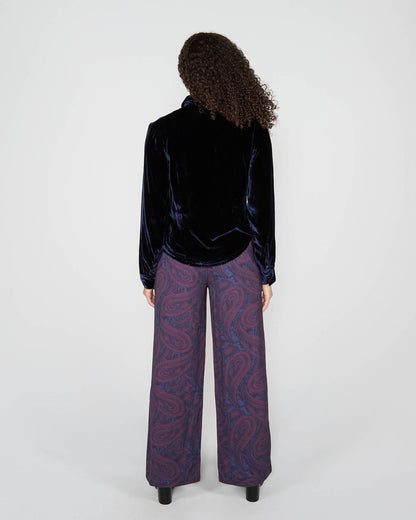 SYLVIA VELVET SHIRT - NAVY