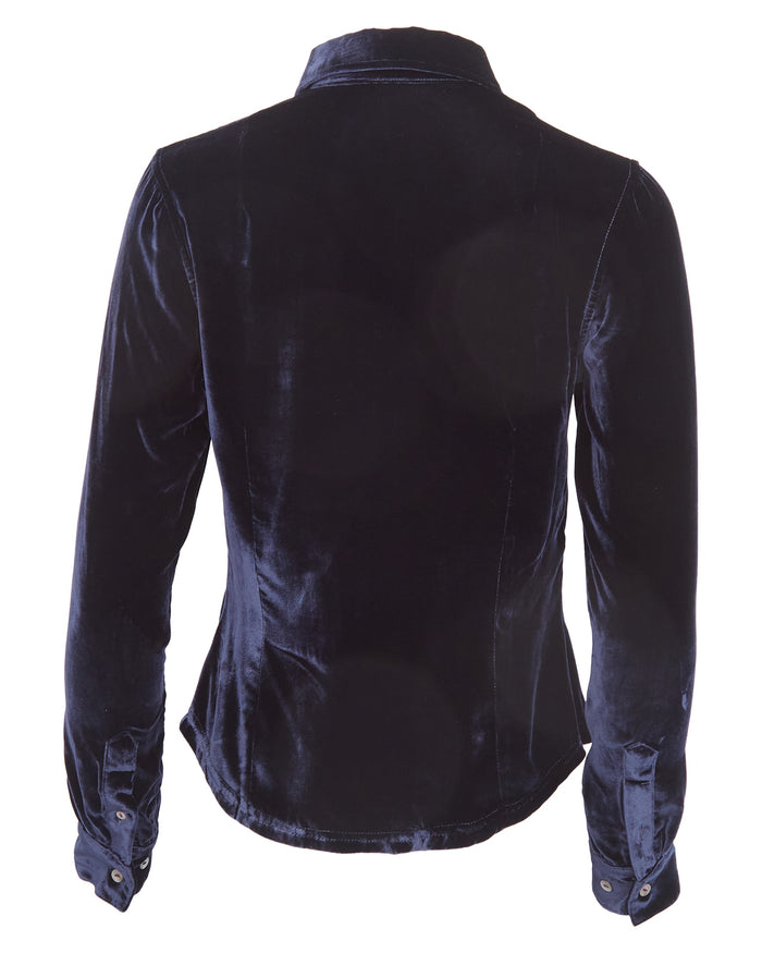 SYLVIA VELVET SHIRT - NAVY