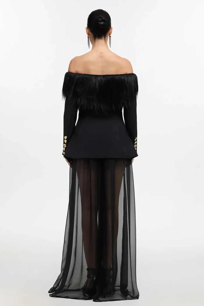 SZA Midnight Elegance Sheer Blazer Gown
