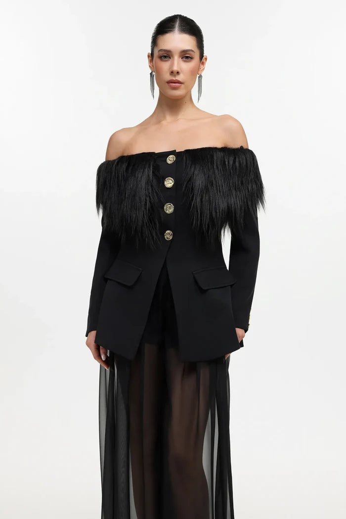 SZA Midnight Elegance Sheer Blazer Gown
