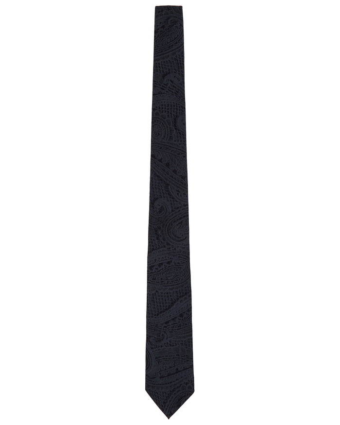 TALIA CROCHET PAISLEY CAVIAR PRINTED TIE