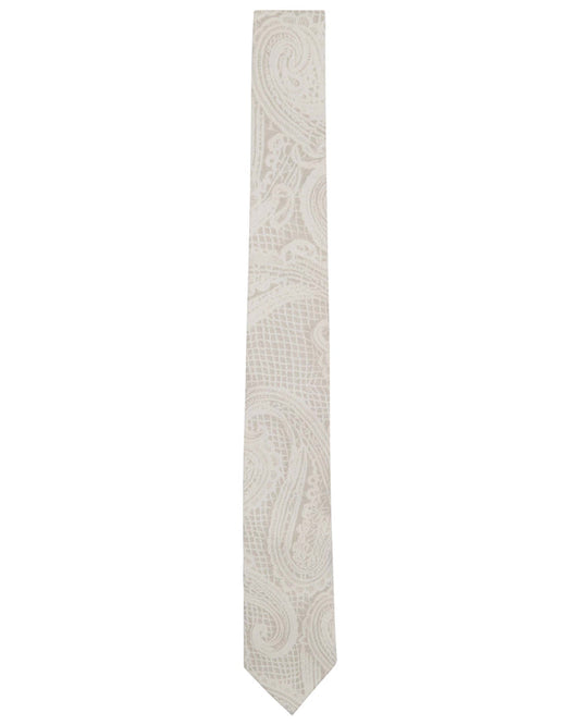 TALIA CROCHET PAISLEY IVORY PRINTED TIE
