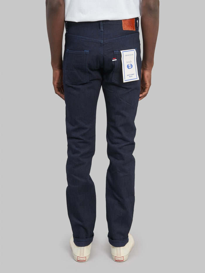 tanuki idht indigo x indigo 15oz high tapered selvedge jeans back fit