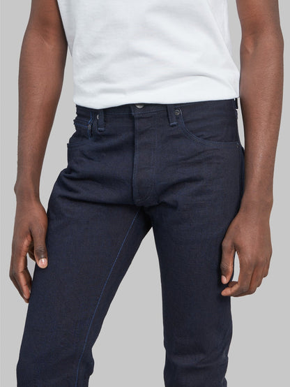 tanuki idht indigo x indigo 15oz high tapered selvedge jeans waist