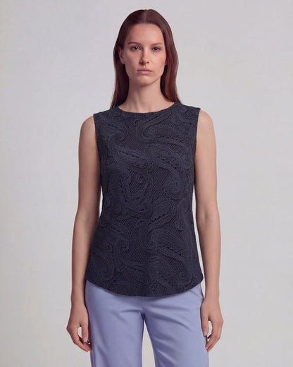 TARA CROCHET CAVIAR WOMENS MUSCLE TANK