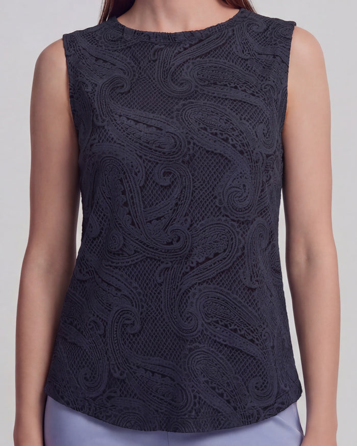 TARA CROCHET CAVIAR WOMENS MUSCLE TANK