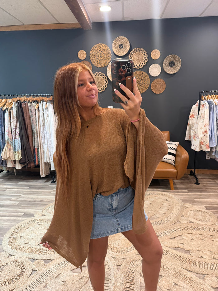 Taupe Mesh Top