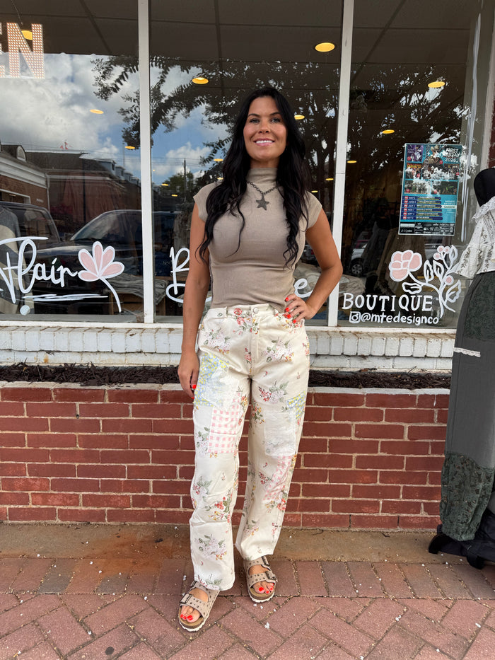 Taupe Mock Neck Top