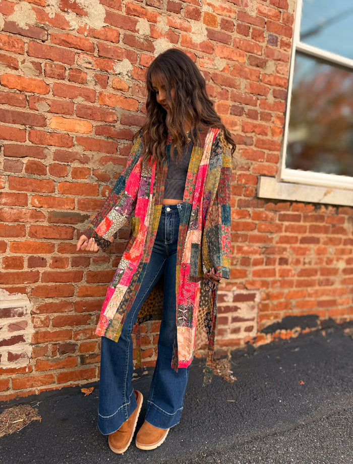 Taupe Pink Multi Kimono