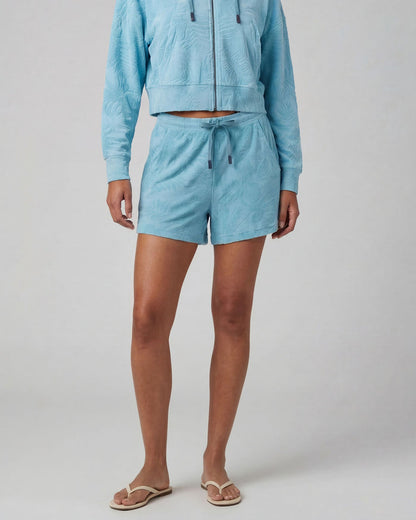 TESS TEAL WOMENS DRAWSTRING TERRY TOWELING SHORT