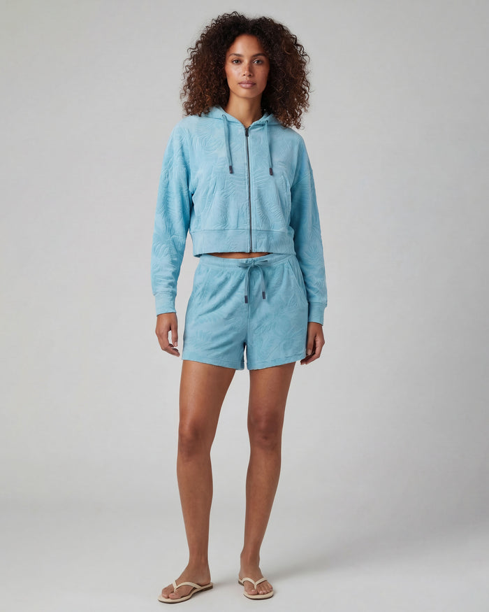 TESS TEAL WOMENS DRAWSTRING TERRY TOWELING SHORT
