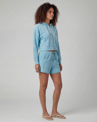 TESS TEAL WOMENS DRAWSTRING TERRY TOWELING SHORT