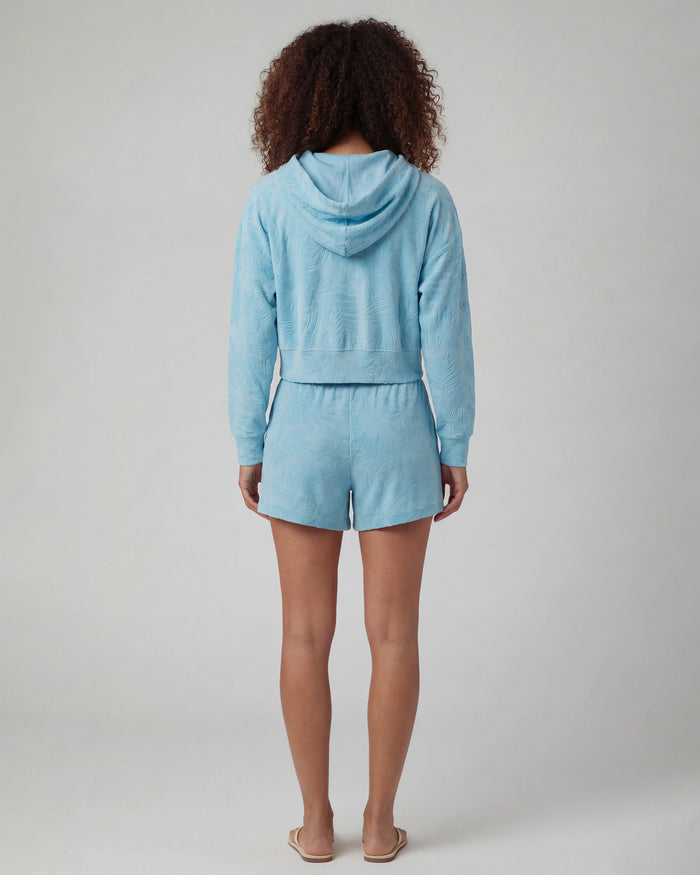 TESS TEAL WOMENS DRAWSTRING TERRY TOWELING SHORT