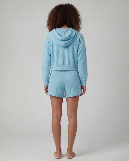 TESS TEAL WOMENS DRAWSTRING TERRY TOWELING SHORT