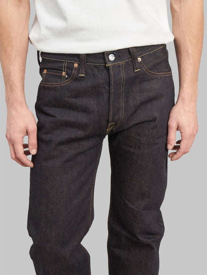 the strike gold 2103 brown weft regular straight selvedge jeans waist