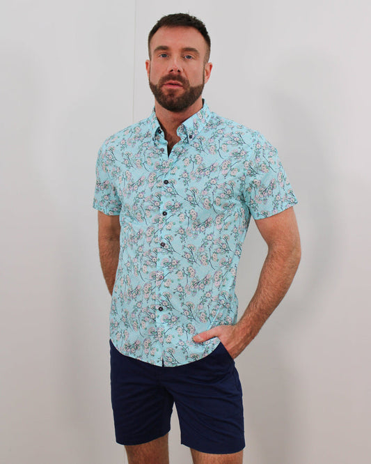 Tim Blossom Canvas Aqua