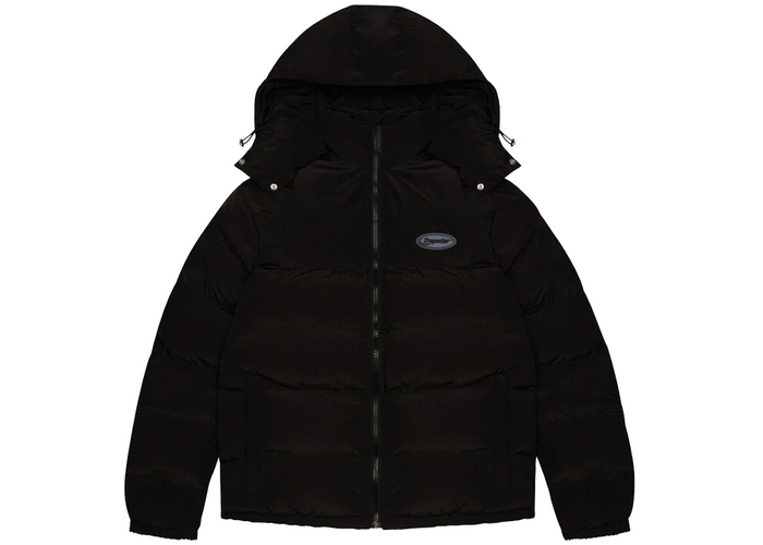 Trapstar Hyperdrive Detachable Hooded Puffer Jacket Triple Black