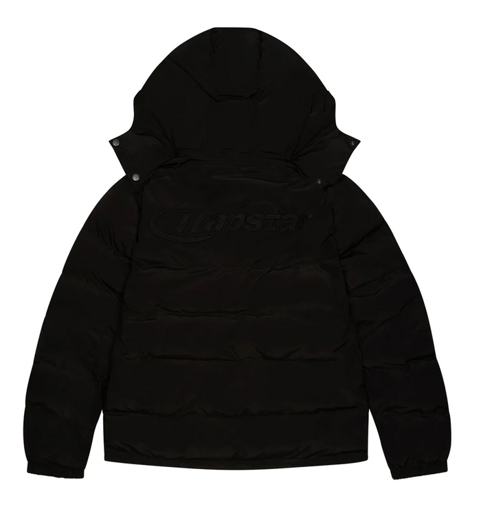 Trapstar Hyperdrive Detachable Hooded Puffer Jacket Triple Black