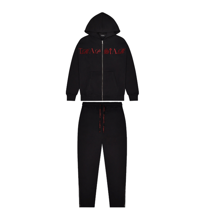 Trapstar Script Zip Through Tracksuit Black/Zinfandel
