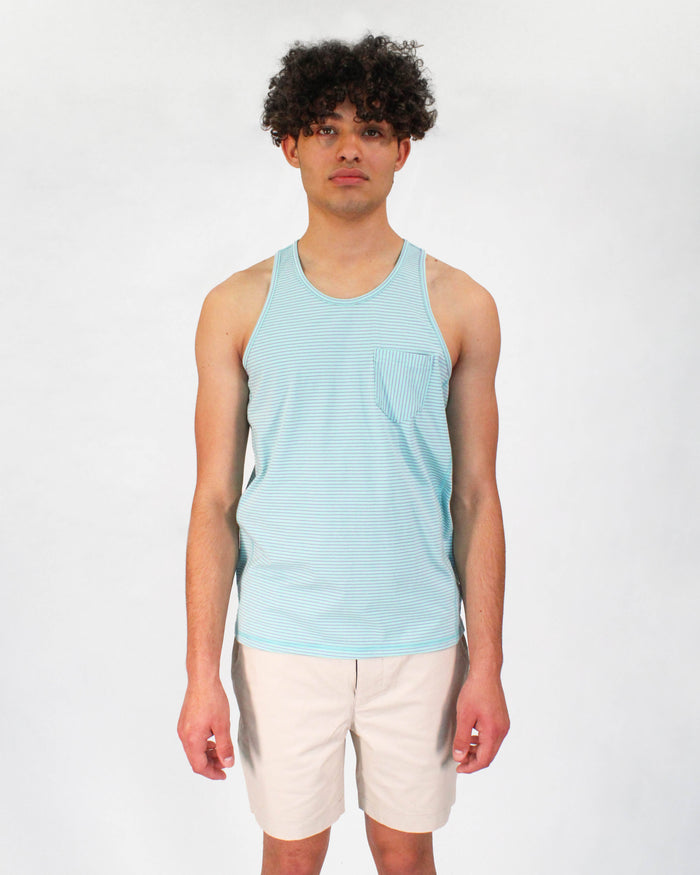TRISTAN LAGOON STRIPE POCKET TANK